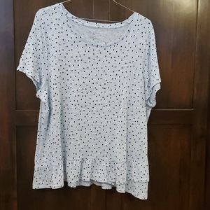 Talbots 3x light blue/navy tee w/ ruffle